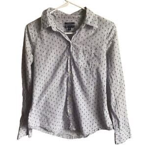 Gap Boyfriend Fit Floral Striped Button Up Blouse